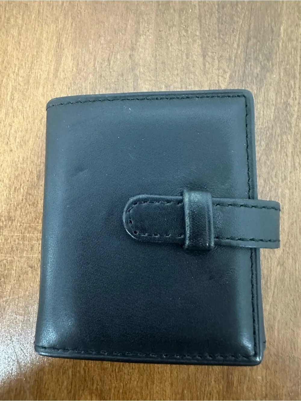 Rare! Coach Black Leather Women's mini photo  Wallet with Strap Closure
